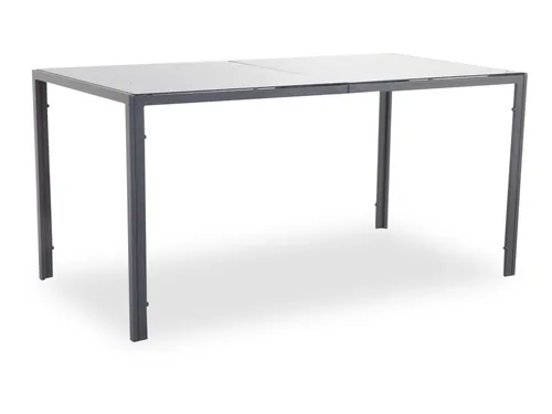 Gartentisch outdoor PORTO BHT 150x73x80 cm grau - Gartentisch mit 5 mm gehärtetem Glas und pulverbeschichtetem Stahlrahmen, perfekt für Garten und Balkon.