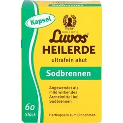 Luvos Heilerde Ultrafein Akut Sodbrennen 60 ST - Arzneimittel zur Linderung von Sodbrennen, wirkt mild und schnell. Ideal für Erwachsene und Heranwachsende über 12 Jahren, einfach einzunehmen vor oder nach den Mahlzeiten.