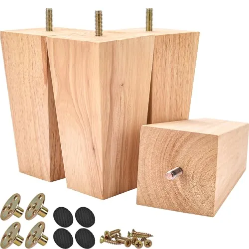Btowin 15cm Holz Möbelfüße – 4 Stück Unfinished Massivholz Pyramide Tischbeine - KOSTENGÜNSTIGE MÖBEL-AUFFRISCHUNG – Diese 15cm hohen Möbelfüße aus massivem Gummiholz sind ideal, um alten Möbeln neues Leben einzuhauchen oder die Höhe anzupassen. EINFACHE INSTALLATION – Alle benötigten Teile sind enthalten, die Montage gelingt in nur 10 Minuten.