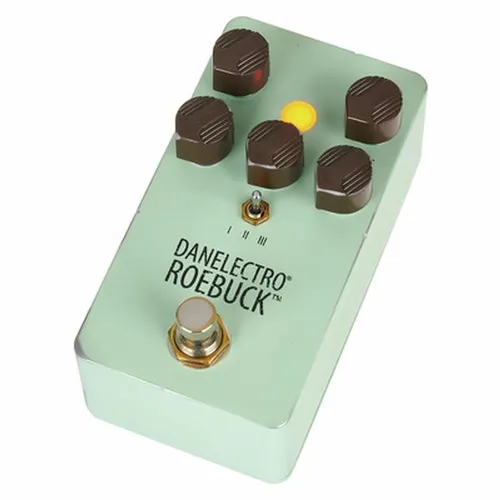 Danelectro Roebuck Distortion Effektpedal - Effektgerät für Gitarre & Bass; Neuinterpretation eines 90er Jahre MOSFET-Verzerrers mit flexibler Klangregelung und 3 Clipping-Modi für vielseitige Sounds.