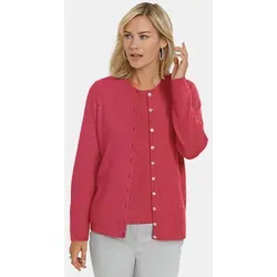 GOLDNER Strickjacke Kurzgröße: Eleganter Herbstcardigan mit Rundhals Weiche Strickjacke mit Rippenabschlüssen, Knopfleiste und Langarm rosa 23