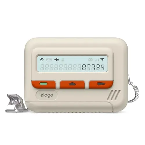 elago Pager Hülle kompatibel mit AirPods Pro 2. Generation Case Cover, Kettenband inklusive, Retro Design Case kompatibel mit AirPods Pro 2 Case [USB-C/Lichtkabel] (Klassisches Weiß)
