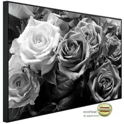 Papermoon Infrarotheizung INFRAROT-BILD-HEIZUNG, Blume Schwarz & Weiß, TÜV-Rheinland/GS zertifiziert, angenehme Strahlungswärme 120 cm x 60 cm x 3 cm