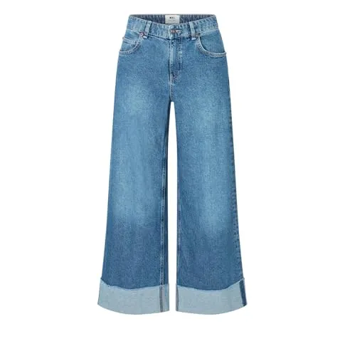 Mac Damen Jeans NEVADA Wide Fit darkblue (83), 38 - Jeans im Loose Fit mit normaler Leibhöhe und lässigem, umgeschlagenem Saum. Aus nachhaltiger Baumwolle und 1% Elasthan für optimalen Tragekomfort.