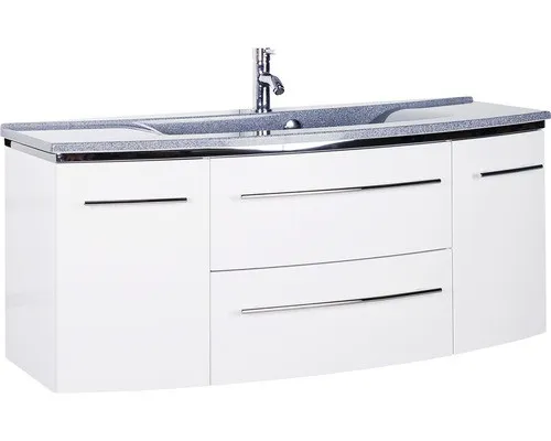 Badmöbel-Set Marlin 3040 - 2-teiliges Badmöbel-Set in elegantem Weiß hochglanz, verleiht Ihrem Badezimmer einen modernen Look und ist besonders pflegeleicht.