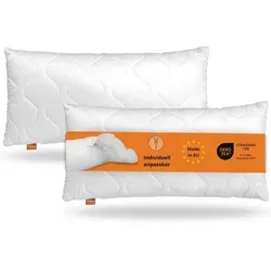 sleeping Komfort 100 Kopfkissen 40 x 80 cm, 2er Set - Allergikerfreundliches 2er Set Kopfkissen, individuell anpassbar für optimalen Schlafkomfort, pflegeleicht und waschbar bis 60 °C.