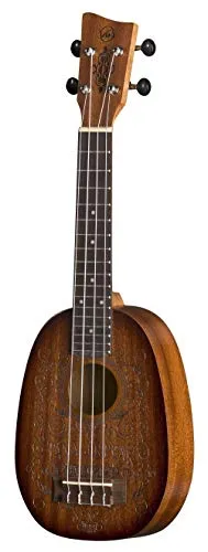 GEWA Pineapple Sopran Ukulele Manoa K-PA-Whisky - Elegante Ukulele mit Whisky-Motiv, Korpus aus Sapelli und inklusive gepolstertem Gig-Bag, ideal für Musiker jeden Niveaus