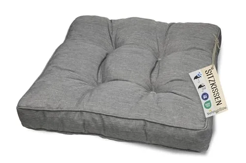 sunnypillow Polster für Gartenmöbel - Sitzkissen 40 x 40 cm für Rattanmöbel - Stuhlauflage Outdoor, wasserdicht, UV-lichtecht - Gartenpolster, Polsterauflagen auf Rattansessel, Stuhl - Kissen Grau
