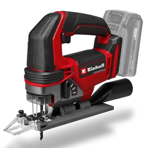 Einhell Akku-Stichsäge TE-JS 18/100 Li-Solo - Akku-Stichsäge für präzise Schnitte in Holz und Aluminium, mit 2-Punkt-Staubabsaugung und ergonomischem Softgriff für komfortables Arbeiten.