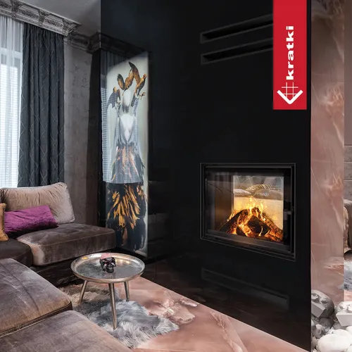 Kamineinsatz LUCY TUNNEL 12 kW aus Stahl - Moderner Kaminofen für alle Zimmer, mit hoher Energieeffizienz A und einem Wirkungsgrad von 80% – ideal für umweltbewusstes Heizen.