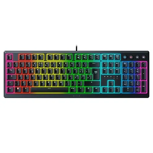 Razer Ornata V3 - Flache Mecha-Membran-Tastatur mit RGB - Tastaturen mit flachen Tasten und Razer Mecha-Membran-Switches für ergonomisches Gaming. Inklusive magnetischer Soft-Touch-Handballenauflage für maximalen Komfort bei langen Sessions.