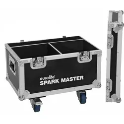 ROADINGER Flightcase 2x Spark Master mit Rollen - Zubehör für 2 x Eurolite Spark Master, hochwertiges PRO Flightcase aus Birkenmultiplexholz, ideal für sicheren Transport mit 4 Lenkrollen, davon 2 mit Feststellbremse.