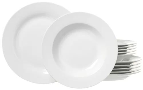 Ritzenhoff & Breker Tafelservice 12-tlg. BIANCO - Eleganz für jeden Anlass - Services: Hochwertiges 12-tlg. Tafelservice aus reinem Porzellan in zeitlosem Weiß, ideal für moderne und traditionelle Tafeln, spülmaschinenfest und perfekt für sechs Personen.