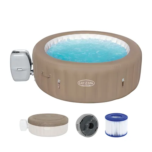 Bestway® LAY-Z-SPA® Whirlpool Palm Springs AirJetTM - Whirlpool für bis zu 6 Personen, Ø 196 x 71 cm, aus robustem DuraPlusTM-Material für langlebigen Genuss und entspannende Wellness-Momente.