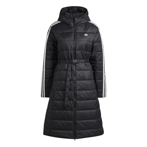 Adidas Winterjacke Damen - 28 - Funktionsjacke mit langem Schnitt, großer Kapuze und praktischen Seitentaschen für optimalen Komfort und Stil im Winter.