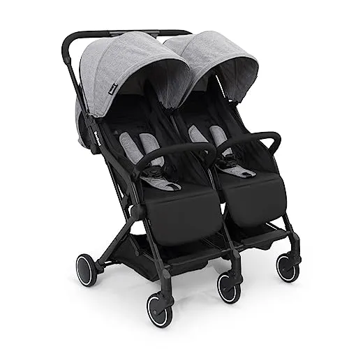 Baninni Zwillingskinderwagen Adige Grau - Der Baninni Adige ist ein praktischer Side-by-Side-Kinderwagen für Zwillinge. Mit einem handlichen Klappmechanismus, separaten verstellbaren Rückenlehnen und einem modernen Design ist er ideal für unterwegs.