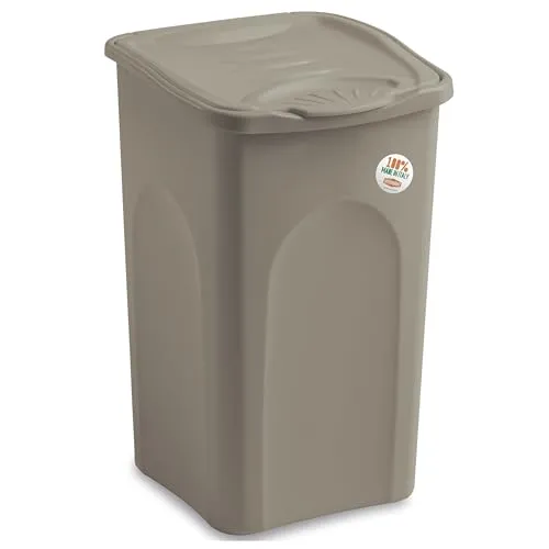 Wäschekorb mit Deckel 50 Liter TAUPE - 37x37x56cm - Wäschesammler ohne Löcher Wäschetonne Wäscheeimer Schmutzwäsche sammeln Aufbewahren Behälter für Wäsche Korb mit Klappdeckel Wanne Kunststofftonne