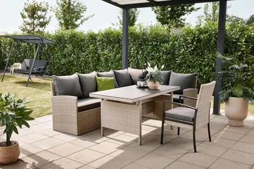 Primaster Gartenmöbel-Set Andros Lounge Set - Unterhaltungssets für die Terrasse - Stilvolles Lounge Set mit großzügigen Maßen für entspanntes Verweilen im Freien.