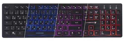 Lacerto® Russisch-Deutsche Beleuchtete Tastatur SPECTRUM-DR500 - Tastaturen mit USB-Anschluss, beleuchtet und ideal für mehrsprachige Nutzer – perfekt für effizientes Arbeiten und Gaming!
