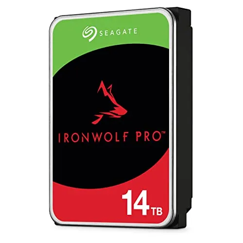 Seagate IronWolf Pro, NAS interne Festplatte 14TB HDD, 3.5 Zoll, 7200 U/Min, CMR, 256 MB Cache, SATA 6GB/s, silber, inkl. 3 Jahre Rescue Service, ST14000NE0008