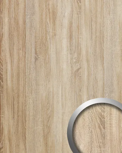 WALLFACE 17279 WOOD OAK TREE Wandpaneel - Beige Wandverkleidung aus hochschlagfestem Polystyrol, selbstklebend und ideal für alle Wohnbereiche. Mit strukturierter Holzoptik für ein stilvolles Ambiente.