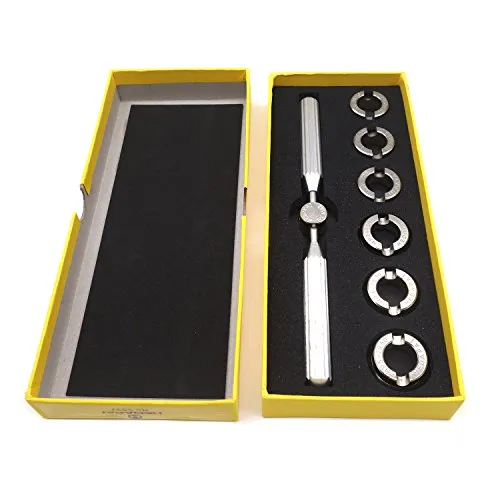 Yolando Uhrenöffner Professionelle Gehäuseöffner Uhröffner Tool Kit Uhr Zurück Fallöffner Remover Werkzeug für Rolex und Tudor, zum Batteriewechsel, mit 1 Schraubenschlüssel und 6 Gerillt Futter