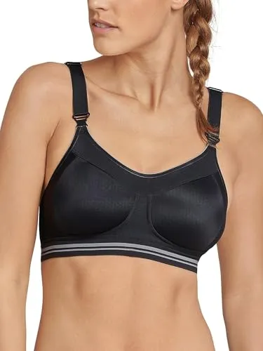Schiesser Damen Sport BH mit Cup- und Stützfunktion, schwarz - Funktionsunterwäsche für Aktivsportarten, mit breiten, verstellbaren Trägern und vorgeformten Cups für optimalen Stützkomfort und höchsten Tragekomfort.