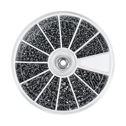 Acouto M1 M1.2 M1.4 M1.6 Kleine Schrauben Muttern Sortiment Kit 600pcs 12 Arten für Uhren, Brillen, Elektronik usw.