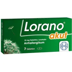 Lorano® akut - Loratadin gegen Allergiesymptome - Arzneimittel zur schnellen Linderung von Heuschnupfen und Nesselsucht. Eine Tablette täglich für volle Leistungsfähigkeit ohne Müdigkeit.