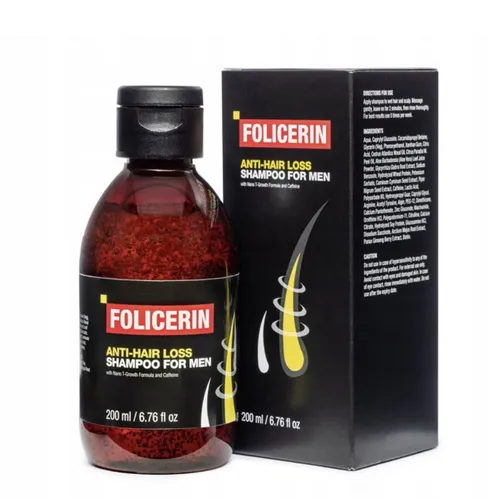Folicerin Shampoo gegen Haarausfall - Innovatives Shampoo zur Förderung des Haarwachstums, enthält hochwertige Wirkstoffe für eine bessere Durchblutung und Nährstoffversorgung der Kopfhaut. Dermatologisch getestet und mit maskulinem Zedern-Grapefruit-Duft.
