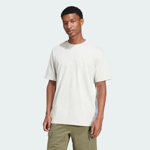 adidas Men's Essential Three Stripes Single Jersey Tee, Wonder Alumina/White, XS