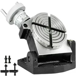 VEVOR Teilapparat Rundtisch 100mm - Zubehör für Elektrowerkzeug – Schwenkbarer Rundtisch für präzises Fräsen und Bohren, vertikal und horizontal einstellbar, ideal für vielseitige Anwendungen.