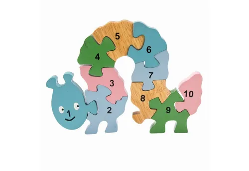 GICO Steckpuzzle Holzpuzzle Raupe pastell mit Zahlen von 1 bis 10- 3936, Puzzleteile