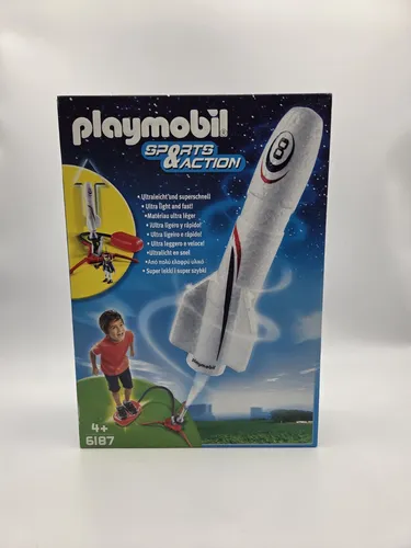 PLAYMOBIL 6187 - Rakete mit Spring-Booster - Playmobil Outdoor-Spielzeug, ideal für kleine Weltraumforscher ab 4 Jahren - Einfach auf den Booster springen und die Rakete superweit davonschießen!