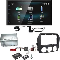 Kenwood DMX-125DAB Einbauset für Mazda MX-5 NC - Zubehör für Car HiFi, komplettes Einbauset mit DAB Digitalradio und Bluetooth für Mazda MX-5 NC, inklusive Lenkradfernbedienungsadapter und BOSE Soundsystem Unterstützung.