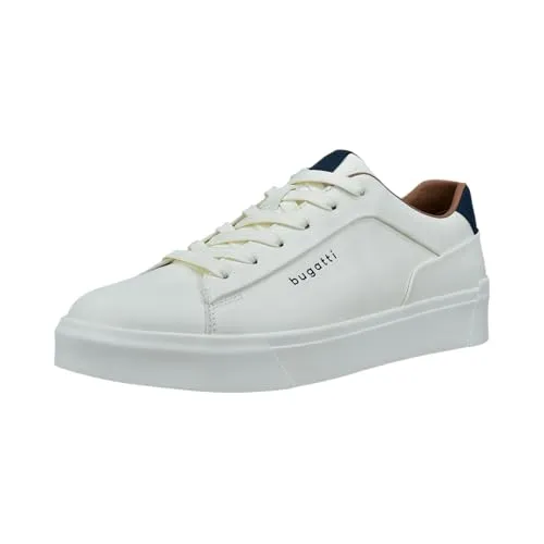 bugatti Herren Sneaker Offwhite (2100) - Sportliche Schnürer für Männer, ideal für Freizeit und Alltag. Mit robustem Obermaterial und flacher Sohle bieten diese Halbschuhe Komfort und Stil.