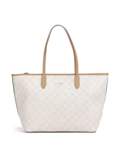 Joop! Cortina Piazza Lara Shopper L Birch - Stylischer Shopper von JOOP! mit trendigem Logo-Muster und praktischer, herausnehmbarer Utensilientasche. Maße: 35 x 28 x 17 cm, ideal für modebewusste Frauen.