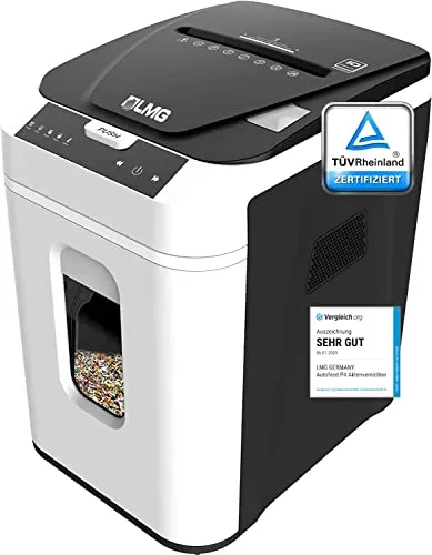 LMG Aktenvernichter Auto180P5 - Mikroschnitt für höchste Sicherheit - Aktenvernichter der Sicherheitsstufe P5 mit Autofeed-Funktion für bis zu 180 Blatt. Ideal zum Schutz sensibler Daten, mit 32,2 Liter Auffangvolumen und leiser Betriebslautstärke.