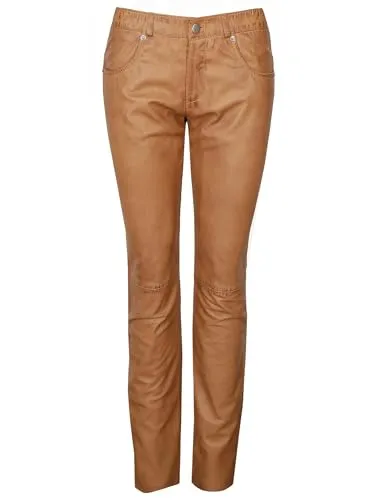 JCC Lederhose 31019444 braun 34 - Herren-Stoffhose aus 100% Lammleder, bietet hohen Tragekomfort und zeitlosen Stil in light cognac.