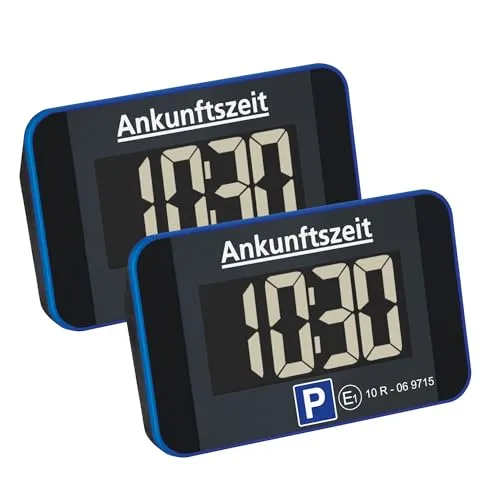 dnt Elektronische Parkscheibe ParkScreen - 2er-Set mit KBA-Zulassung - Parkscheiben für stressfreies Parken: Automatische Parkzeiteinstellung durch Bewegungsmelder, ideal für Parkhäuser. Einfache Montage und Bedienung, wartungsarm mit 2 Jahren Batterielebensdauer.