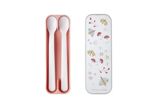Mepal – Fütterlöffel Mepal Mio – Babylöffel – Kleinkind Fütterlöffel – Baby Besteck – Spülmaschinengeeignet – BPA frei – 2er Besteck Set – Flowers & Butterflies