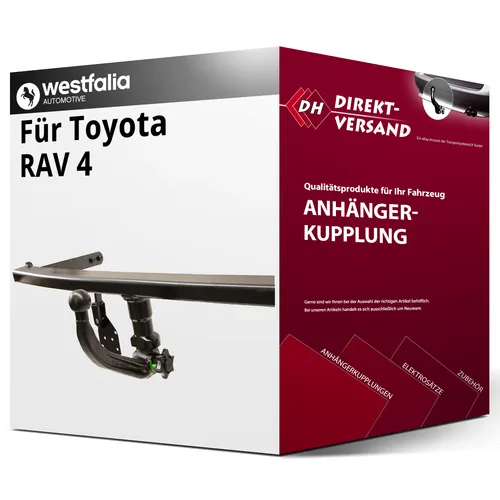 Westfalia Abnehmbare Anhängerkupplung für Toyota RAV 4 (2019-heute) - Anhängerkupplung von Westfalia, abnehmbar und ohne Eintragung in Fahrzeugpapiere. Ideal für Anhängelasten bis 2000 kg, perfekt für vielseitige Transportbedürfnisse.