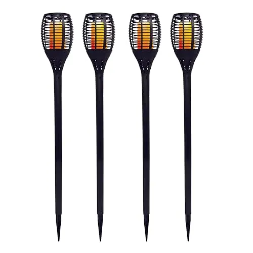 Lumisky 4 Mini-Solarfackeln mit Flammeneffekt - Set mit 4 Mini-Solarfackeln für stimmungsvolle Beleuchtung im Garten. Warmweiße LEDs erzeugen eine flackernde Flammenoptik. Ideal für eine sichere und dekorative Weggestaltung ohne Stromverbrauch.