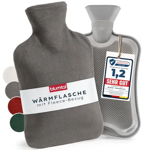 Blumtal Premium Wärmflasche mit Fleecebezug - 1,5 L aus Naturkautschuk - Die Blumtal Wärmflasche sorgt mit ihrem kuscheligen Fleecebezug für angenehme Wärme und ist auslaufsicher. Ideal für entspannende Momente zu Hause oder unterwegs!