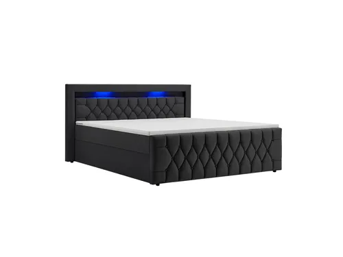 Juskys Polsterbett Leona 180x200 cm - Modernes Boxspringbett mit stilvollem Samt-Bezug und LED-Licht, ideal für eine gemütliche Schlafumgebung.