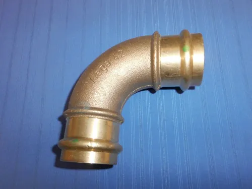 Viega Sanpress Bogen 90° - 42mm II Model 2216 - Fittings - Hochwertiger Pressfitting aus Rotguss für zuverlässige Rohrverbindungen, ideal für sanitäre Installationen.