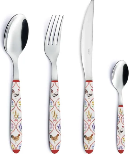 EasyLife Besteck-Set Country Life - 24-teiliges Besteckset mit Bauernhof-Motiv, spülmaschinengeeignet und ideal für ein buntes Dinner-Erlebnis.