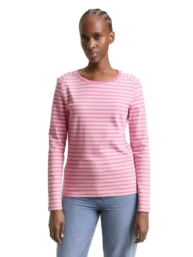 Gestreiftes Longsleeve aus Baumwolle - Hochwertiges Langarmshirt mit Streifenmuster und farblich abgesetztem Kragen. Ideal für kühlere Tage, bietet es Komfort und Stil mit Regular Fit und weichem Single-Jersey-Stoff.
