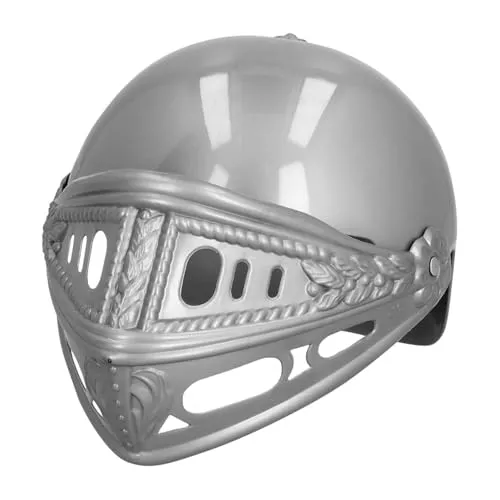 Boland 44033 - Kinderhelm Ritter, Grau, mit Klappvisir, Kunststoff, Ritterhelm, Karneval, Halloween, Fasching, Mottoparty, Verkleidung, Theater
