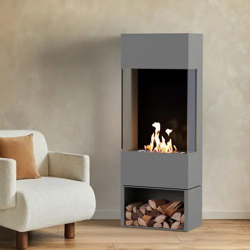 muenkel design Turan 900 Bioethanol Kamin in Aluminiumgrau - Der Turan 900 von muenkel design überzeugt mit geradlinigem Design und hochwertiger Verarbeitung. Genießen Sie echtes Feuer ohne Rauch und Asche – ideal für jeden Wohnraum. Wahlweise mit Dekobox oder als Elektrokamin.